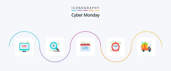Cyber Monday Flat Icon Pack Including Present Discount Calendar Limited — Stock Vector