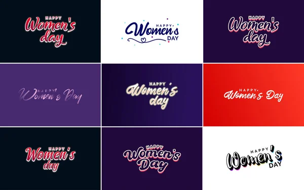 Abstract Happy Women Day Logo Woman Face Love Vector Design — Vettoriale Stock