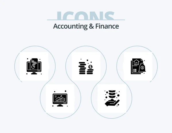 Accounting Finance Glyph Icon Pack Icon Design Currency Coins Growth — Vettoriale Stock