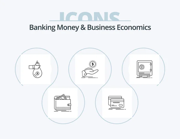 Banking Money Business Economics Line Icon Pack Icon Design Flow — Stock Vector