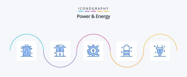 Pack Icône Power Energy Blue Compris Puissance Énergie Huile Charge — Image vectorielle