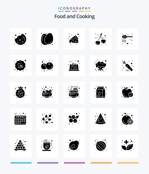 Creative Food Glyph Solid Black Icon Pack Diet Honey Dipper — Stockvector