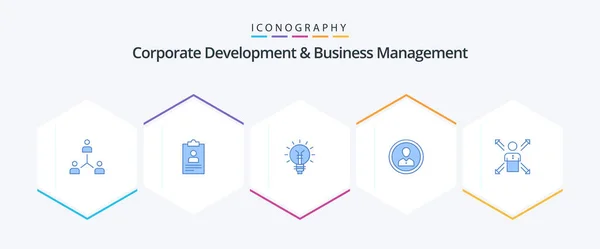 Corporate Development Business Management Blue Icon Pack Including Light Idea — Stockvektor