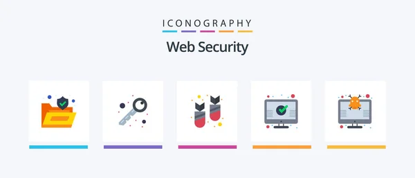 Web Security Flat Icon Pack Including Screen Protection Bomb Page — Stok Vektör