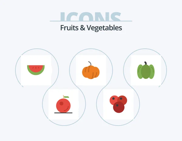 Fruits Vegetables Flat Icon Pack Icon Design Pumpkin — Stock Vector