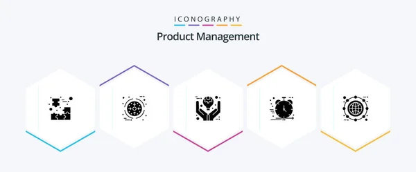 Gerenciamento Produtos Glyph Icon Pack Including Development Ágil Produto Produto — Vetor de Stock