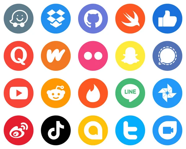20 Clean White Icons video. wattpad. mesenger and snapchat Flat Circle Backgrounds