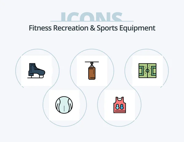 Linha Recreação Fitness Equipamentos Esportivos Preenchidos Icon Pack Icon Design — Vetor de Stock