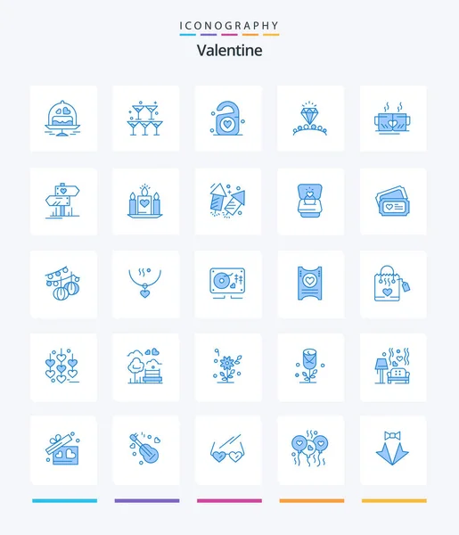 Creative Valentine Pacchetto Icona Blu Come Tazza Matrimonio Etichetta Cuore — Vettoriale Stock