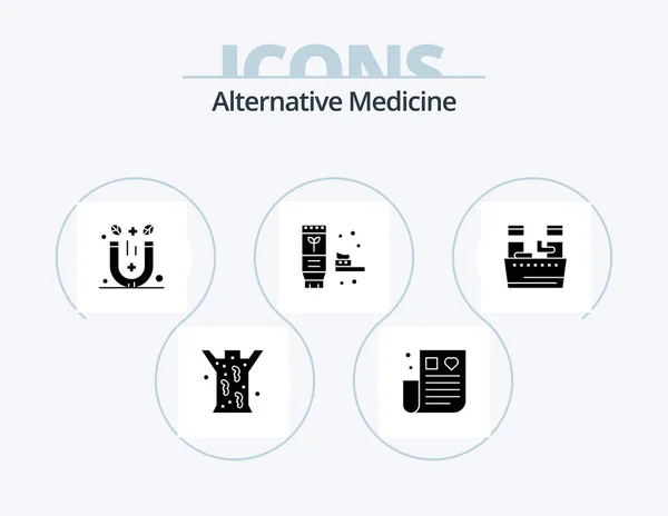Alternative Medicine Glyph Icon Pack Icon Design Soak Produce Magnet — 图库矢量图片