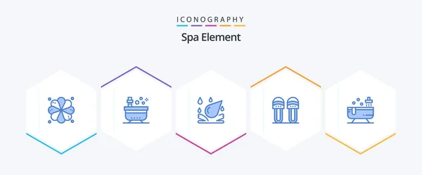 Spa Element Blue Icon Pack Including Shower Bathroom Water Drop — Stockvector