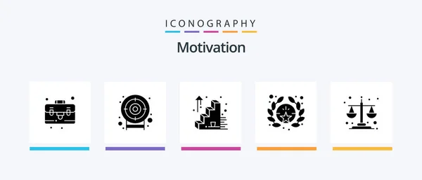 Motivation Glyph Icon Pack Including Level Equality Balance Creative Icons — Wektor stockowy