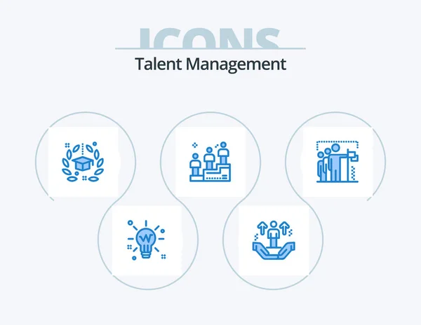 Talent Management Blue Icon Pack Icon Design Win Leaderboard Support — Vector de stock