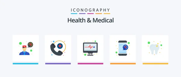 Health Medical Flat Icon Pack Including Tooth Reports Dental Service — Stok Vektör