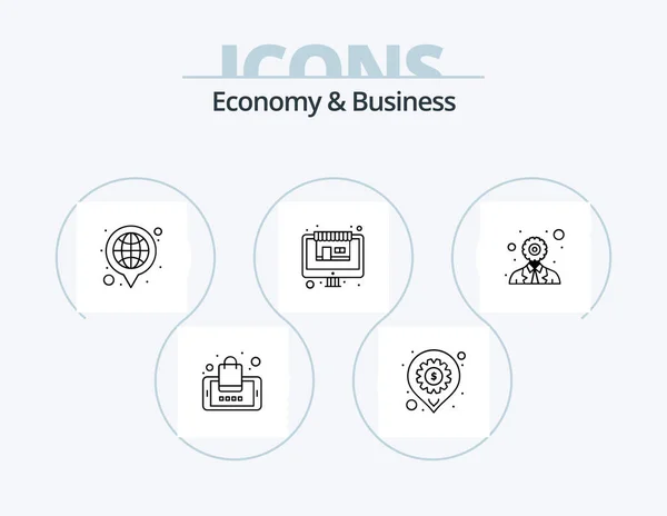Economy Business Line Icon Pack Icon Design Business Money Market — Vettoriale Stock