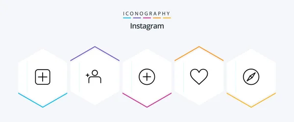 Instagram Line Icon Pack Including Compass Add Instagram Interface — Vector de stoc