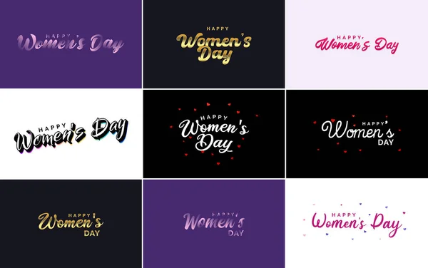 Set Cards International Women Day Logo Bright Colorful Design — Stock Vector