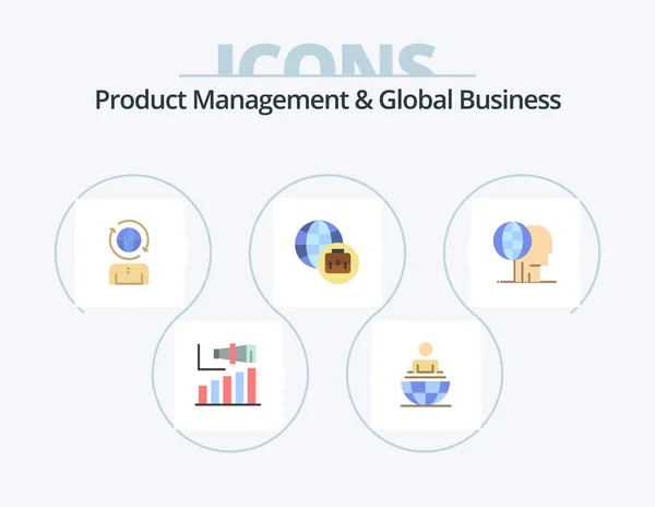 Product Managment Global Business Flat Icon Pack Icon Design Marketing — Stock Vector