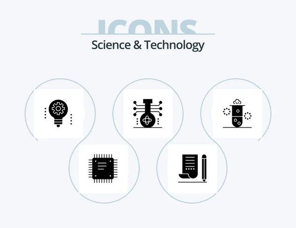 Science Technology Glyph Icon Pack Icon Design Молекула Химия Блокнот — стоковый вектор