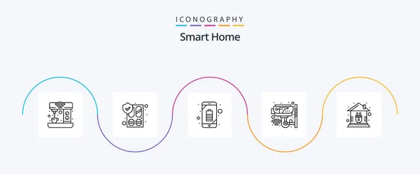 Smart Home Line Icon Pack Mit Smart Hause Sicherheit Cctv — Stockvektor
