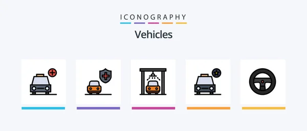Vehicles Line Filled Icon Pack Including Heart Sea Love Security — Stockový vektor