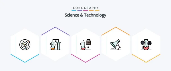 Science Technology Filledline Icon Pack Including Lab Glassware Chemical Flask — Stock Vector