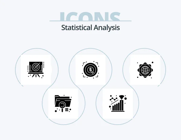 Statistisk Analys Glyph Icon Pack Ikon Design Mål Bedrift Marknadsföring — Stock vektor
