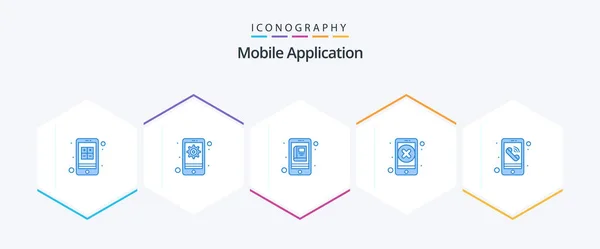 Mobil Applikasjon Blue Icon Pakning Inkludert Samtale App App Slett – stockvektor