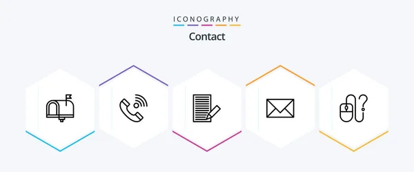 Contact Line Icoon Pack Inclusief Contact Met Ons Communicatie Inkomend — Stockvector