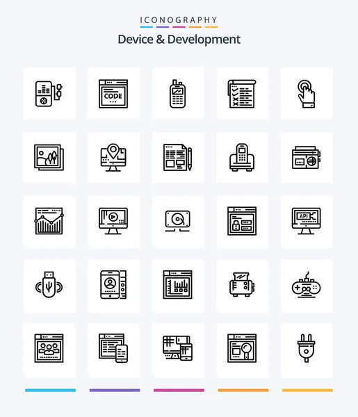 Dispositivo Creativo Desarrollo Esquema Icono Paquete Tal Como Interfaz Toch — Vector de stock