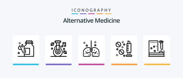 Alternative Medicine Line Icon Pack Including Stethoscope Doctor Medical Medicine — Stock Vector