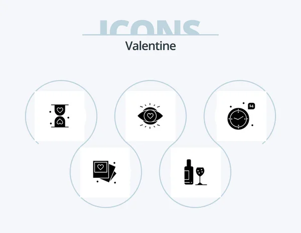 Valentine Glyph Icon Pack Icon Design Hourglass Love Drink Day — Stockvector
