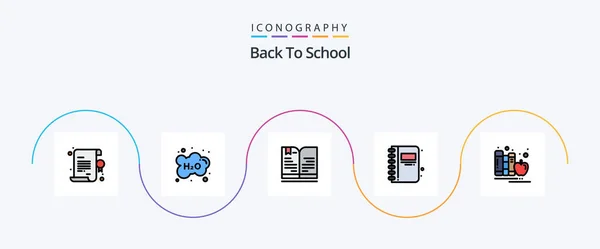 Back School Line Filled Flat Icon Pack Including Back School — Stock Vector