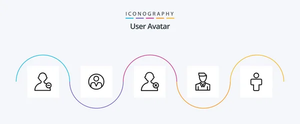 Gebruikerslijn Icoon Pack Inclusief Mensen Avatar Kom Profiel Man — Stockvector