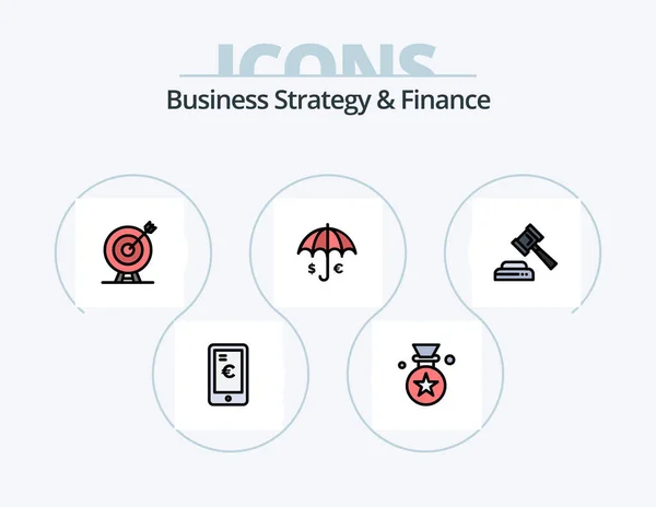 Stratégie Affaires Ligne Financement Rempli Icône Pack Icône Design Loi — Image vectorielle