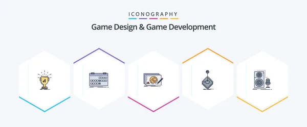 Game Design Game Development Filledline Icon Pack Including Gaming Arcade — 图库矢量图片