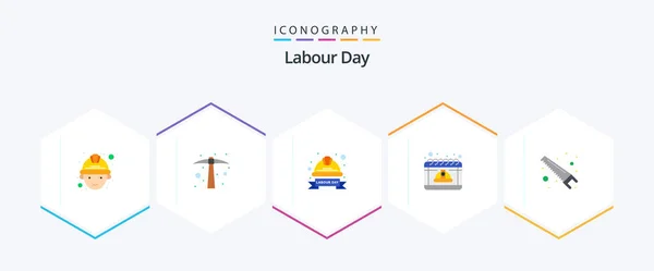 Labour Day Flat Icon Pack Including Hand May Hard Labor — Image vectorielle