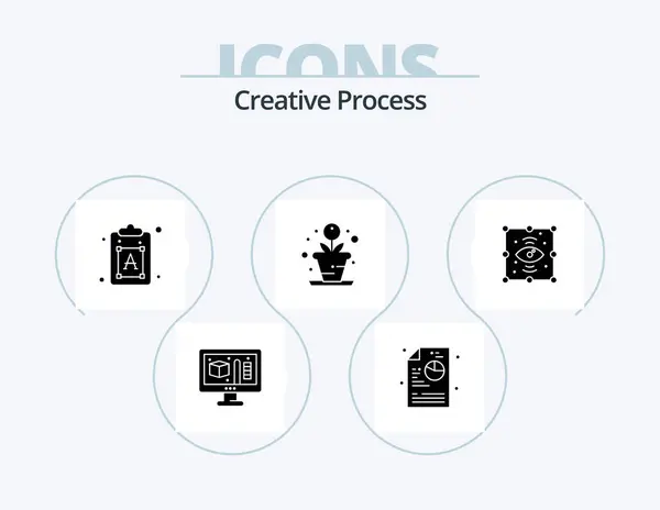 Creative Process Glyph Icon Pack Icon Design Eye Font Process — Vector de stock