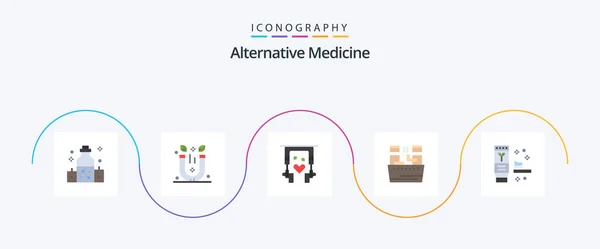 Alternative Medicine Flat Icon Pack Including Environment Wellness Ear Buds — 图库矢量图片