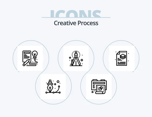 Creative Process Line Icon Pack Icon Design Gear Creative Pencil — Stock Vector