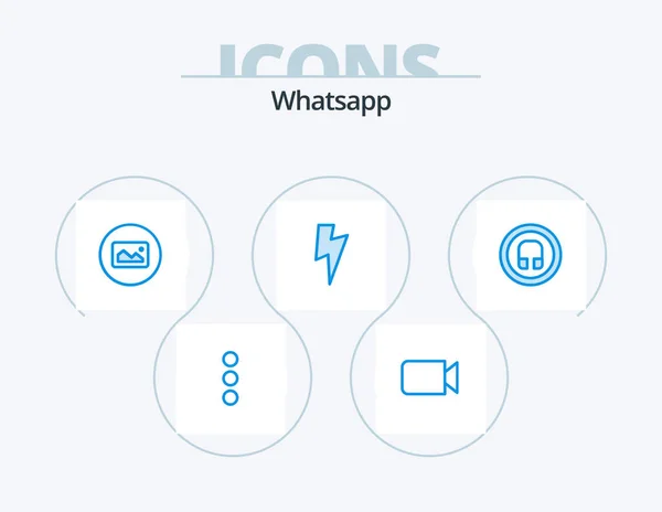 Whatsapp Blue Icon Pack Icon Design Headphone Photo Earphone Basic — Stok Vektör