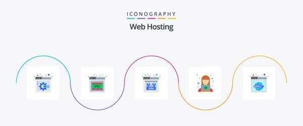 Web Hosting Flat Icon Pack Including World Web Repair Search — Image vectorielle