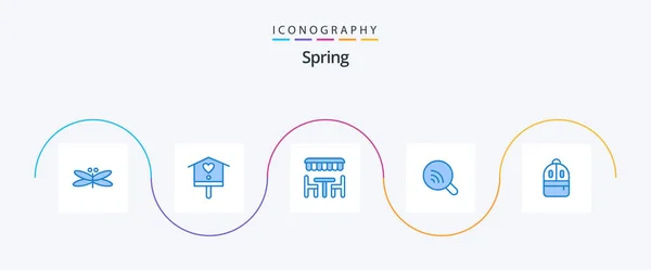 Spring Blue Icon Pack Inklusive Tasche Wifi Frühling Forschung Frühling — Stockvektor