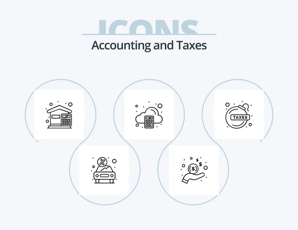 Taxes Line Icon Pack Icon Design Hand Aktentasche Gepäck Buchhaltung — Stockvektor