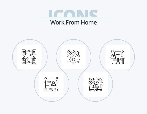 Work Home Line Icon Pack Icon Design Tutorial Online Web — Stock Vector