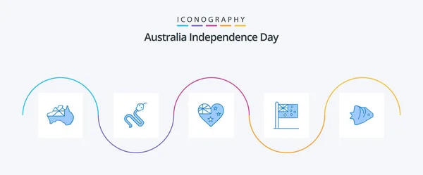 Austrálie Den Nezávislosti Blue Icon Pack Včetně Školství Australie Oceán — Stockový vektor