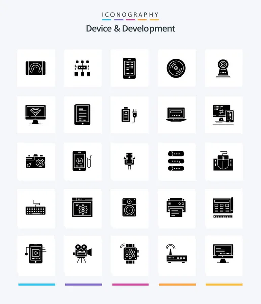 Creative Device Development Glyph Solid Black Icon Pack Webcam Vzdělávání — Stockový vektor