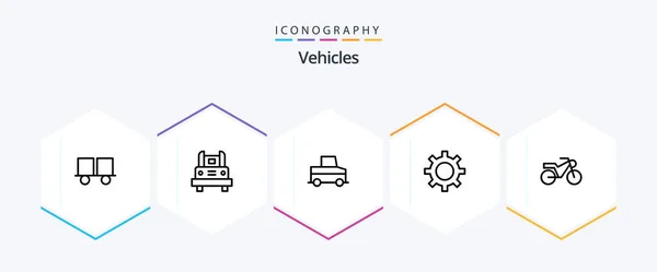 Vehicles Line Icon Pack Including Motorbike Vehicle Configuration Transportation Vehicles — Stockvector