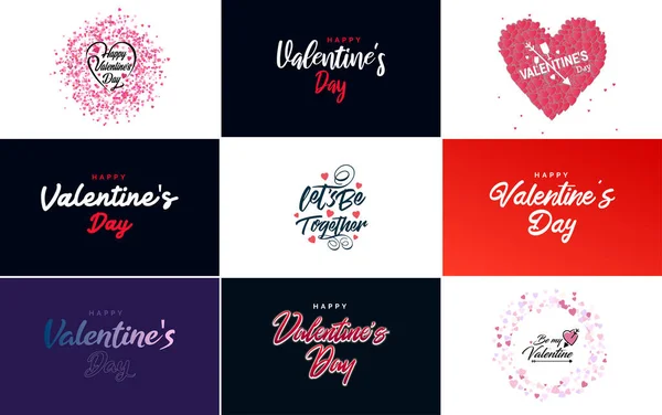 Happy Valentine Day Hand Lettering Calligraphy Text Heart Isolated White — Stockvektor