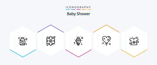 Baby Shower Γραμμή Πακέτο Εικονίδιο Συμπεριλαμβανομένων Πουκάμισο Σώμα Κρέμα Μωρό — Διανυσματικό Αρχείο